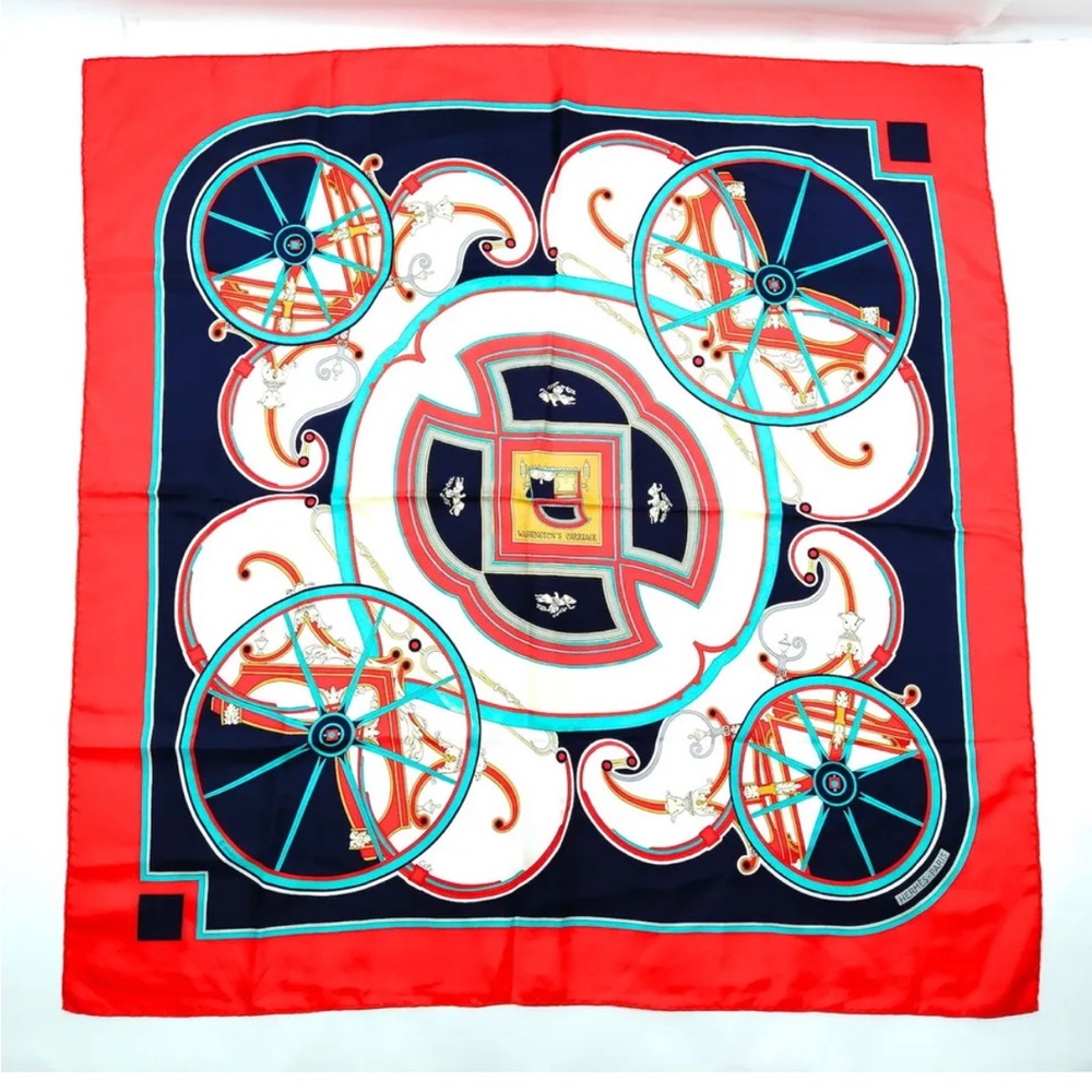 Hermes scarf  Carre 90   Reds Silk 100%